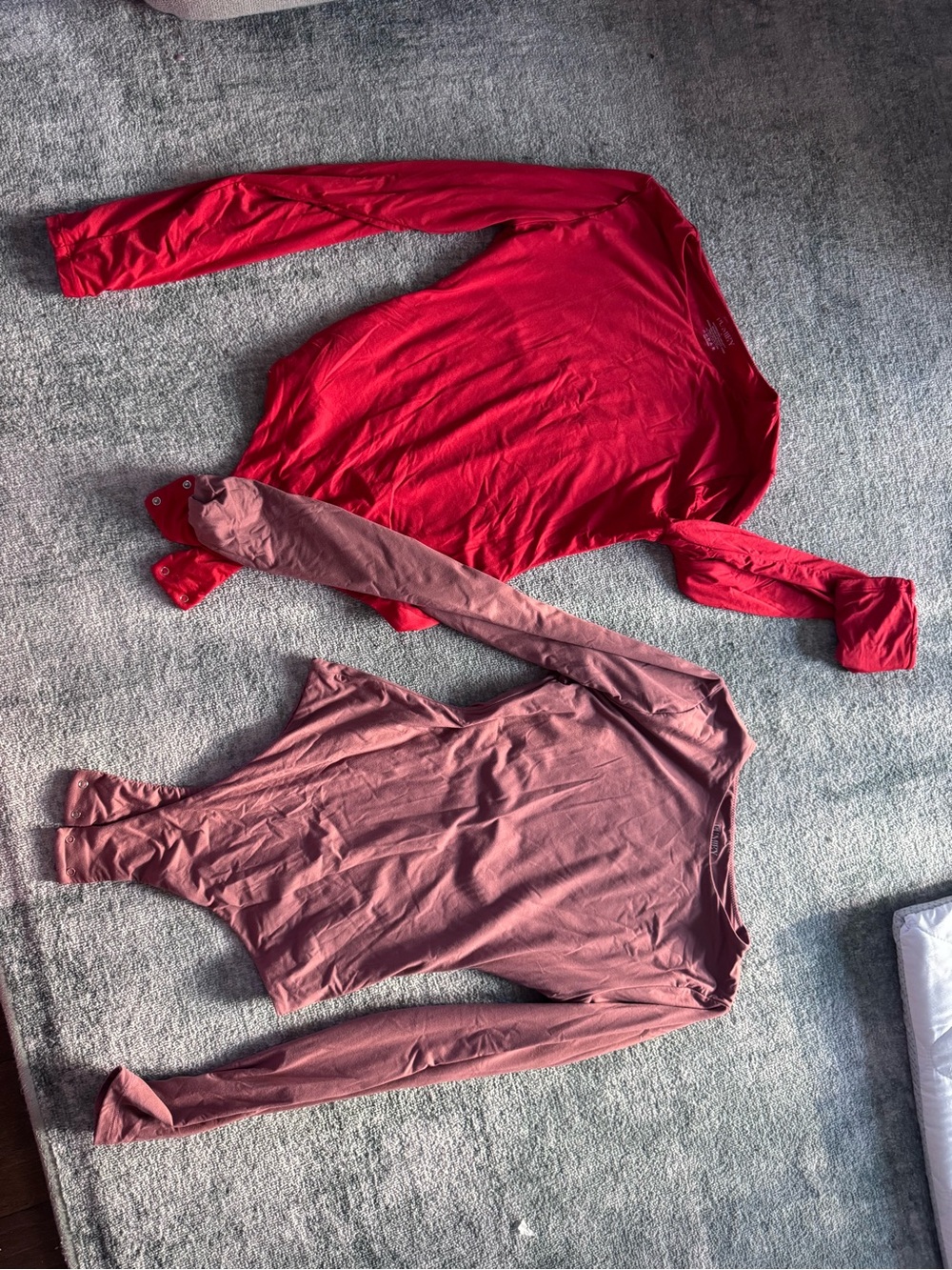 Long Sleeve Bodysuit and Top Set - Red and Mauve